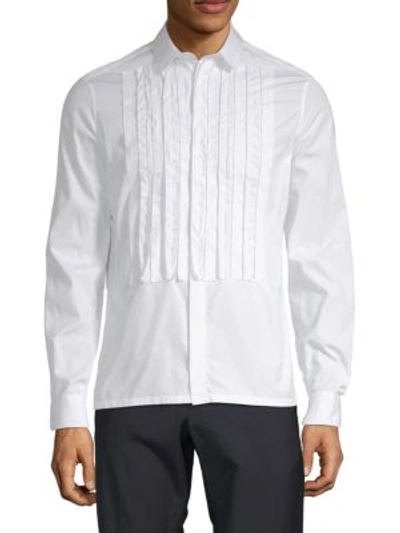 Valentino Pintuck Cotton Button-down Shirt In White