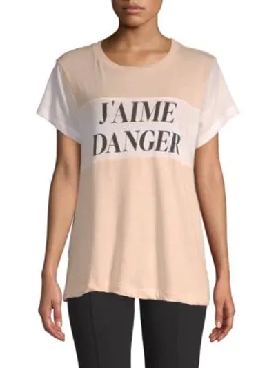 Wildfox J'aime Danger Cotton Tee In Pink