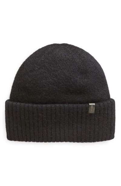 Allsaints Brushed Wool Blend Beanie In Black