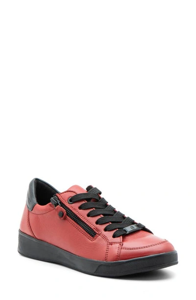 Ara Rei Low Top Trainer In Chili Red/ Black
