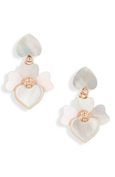 Kate Spade Flower Drop Earrings In Cream/rose Gold