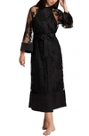 Rya Collection Charming Embroidered Lace Robe In Black