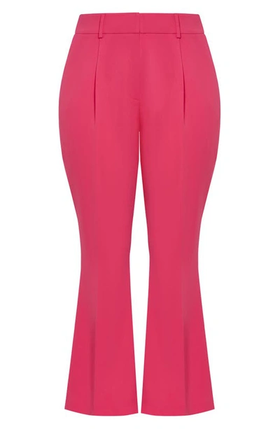 City Chic Lottie High Waist Wide Leg Pants In Vibrant Pink