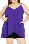 City Chic Shine High-low Camisole In Royal Purple