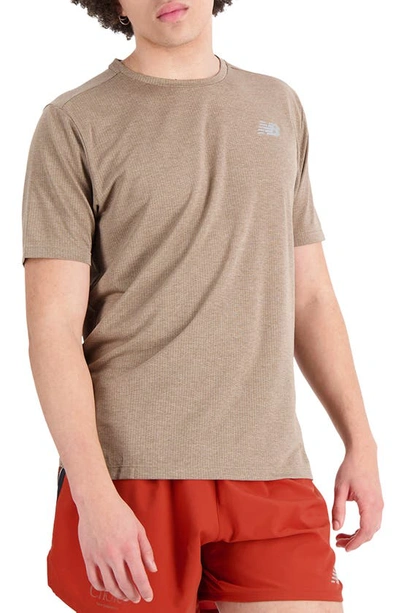 New Balance Impact Run Icex Recycled Polyester Blend T-shirt In Mushroom Heather