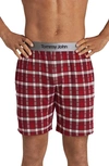 Tommy John Second Skin Sleep Shorts In Emboldened Red Fireplace Plaid
