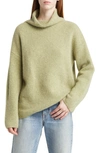 Nordstrom Fuzzy Cowl Neck Sweater In Olive Bean Heather