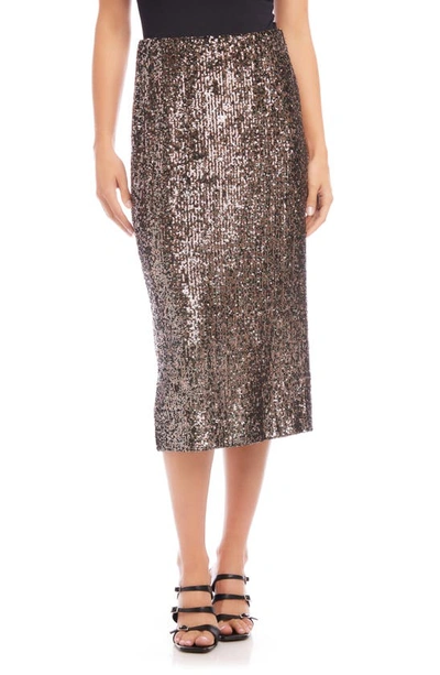 Fifteen Twenty Sequin Midi Skirt In Silver