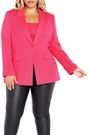 City Chic Lottie One-button Blazer In Vibrant Pink