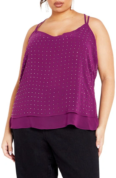 City Chic Studded Strappy Tank In Mulberry