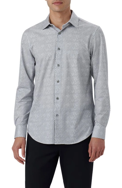 Bugatchi James Ooohcotton® Mosaic Print Button-up Shirt In Zinc
