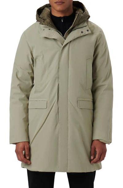 Bugatchi Water Resistant Jacket With Removable Hooded Bib In Clay