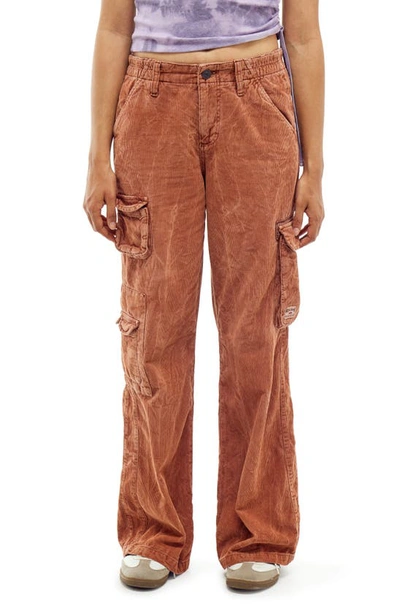 Bdg Urban Outfitters Y2k Low Rise Corduroy Cargo Trousers In Terracotta