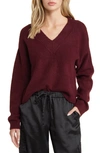 Open Edit V-neck Sweater In Burgundy London