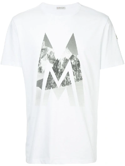 Moncler Mountain Logo Cotton Jersey T-shirt In White