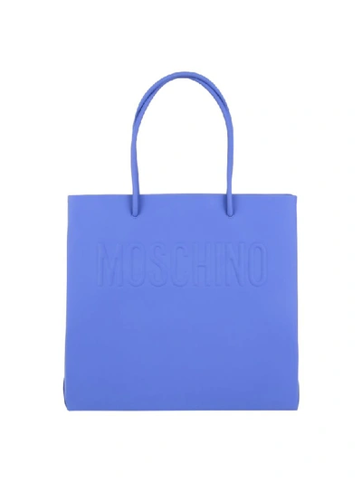 Moschino Shoulder Leather Bag In Bluette