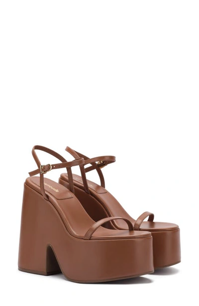 Larroude Wanda Platform Sandal In Caramel
