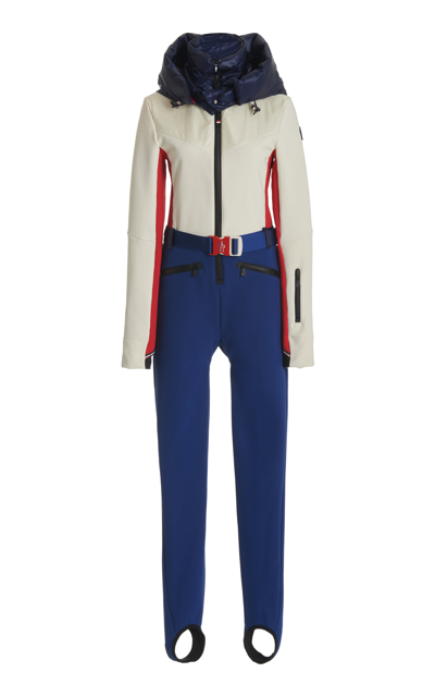 Moncler All In One Down Ski Suit In Blue