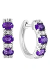 Effy Sterling Silver Semiprecious Stone Huggie Hoop Earrings In Silver/ Purple