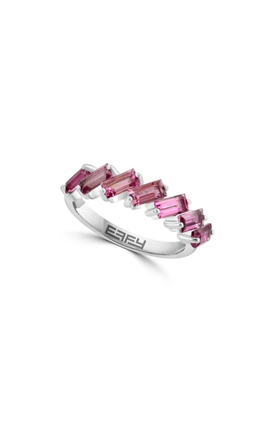 Effy Sterling Silver Baguette Pink Tourmaline Ring