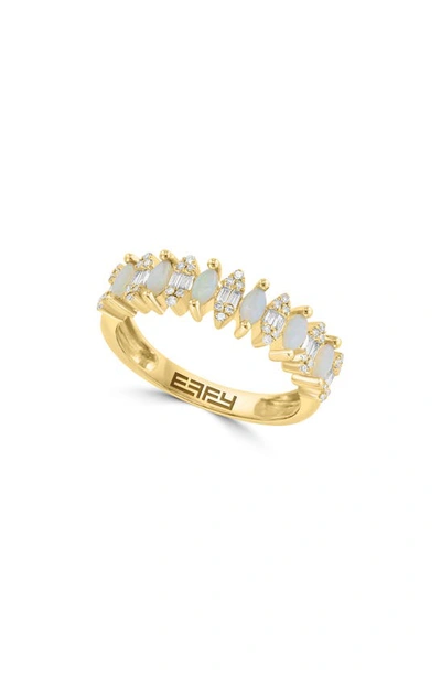 Effy 14k Yellow Gold Marquis Diamond & Opal Ring