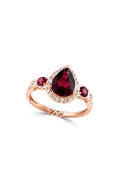 Effy 14k Rose Gold Rhodolite & Diamond Ring