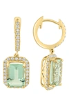 Effy 14k Yellow Gold Diamond & Amethyst Drop Earrings In Gold/ Green