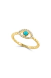 Effy 14k Yellow Gold Turquoise & Diamond Evil Eye Ring In Gold/ Blue