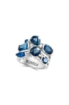 Effy Sterling Silver London Blue Topaz Cluster Ring In Silver/ Blue