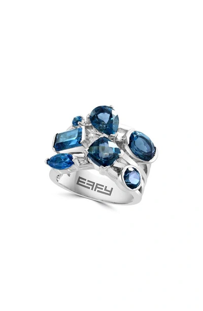 Effy Sterling Silver London Blue Topaz Cluster Ring In Silver/ Blue