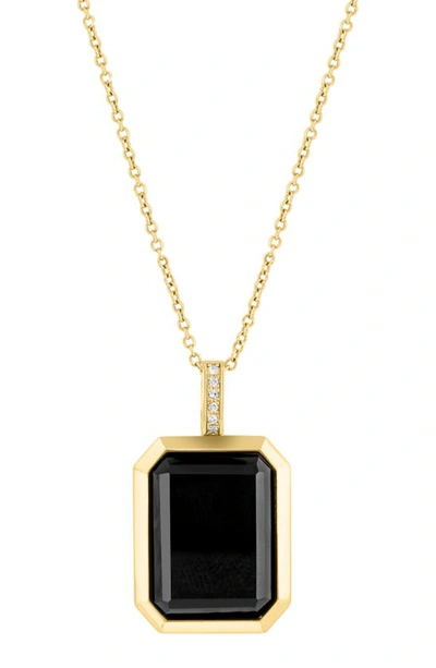 Effy 14k Yellow Gold Diamond & Onyx Pendant Necklace In Gold/ Black