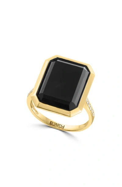 Effy 14k Gold Diamond Band Onyx Ring In Gold/ Black