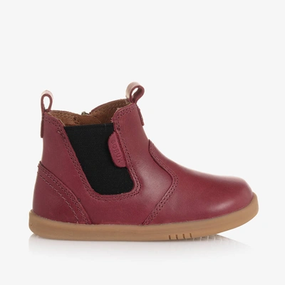 Bobux Baby Girls Burgundy Red Leather Chelsea Boots