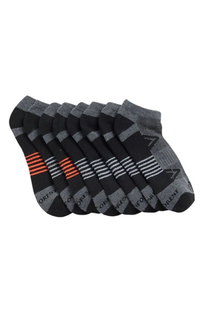Rainforest 8-pack Half Cushioned Low Socks In Black/ Charcoal/ Orange Multi