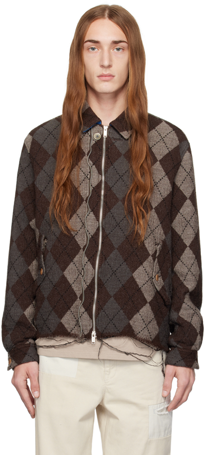 Undercover Brown Argyle Jacket In Brown Base