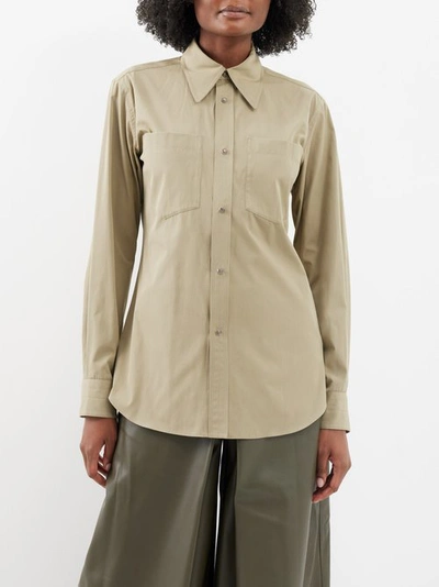 Lemaire Patch Pocket Cotton-blend Shirt In Neutrals