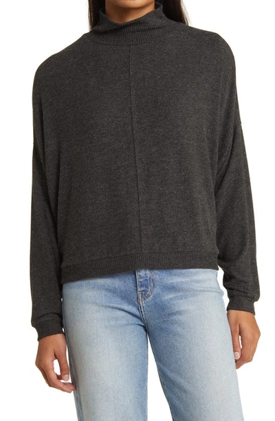 Lucky Brand Cloud Mock Neck Sweater In Charcoal Heather