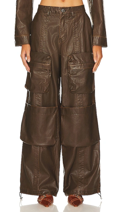 Afrm Collins Cargo Trousers In Dark Brown