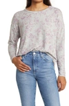 Lucky Brand Dropped Shoulders Cloud Jersey Top In Pink Floral