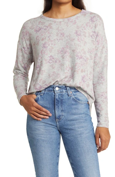 Lucky Brand Dropped Shoulders Cloud Jersey Top In Pink Floral