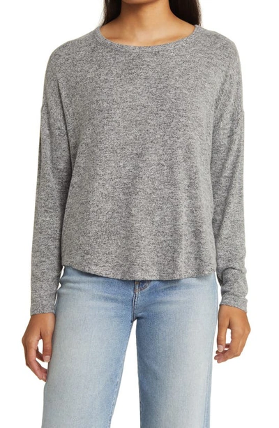 Lucky Brand Dropped Shoulders Cloud Jersey Top In Medium Heather Grey