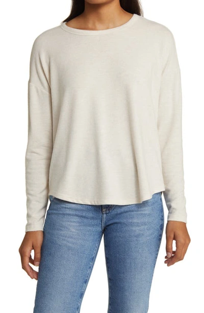 Lucky Brand Dropped Shoulders Cloud Jersey Top In Straw Heather