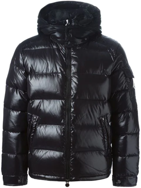 Moncler Maya Lacquered Down Jacket In 999 Black | ModeSens