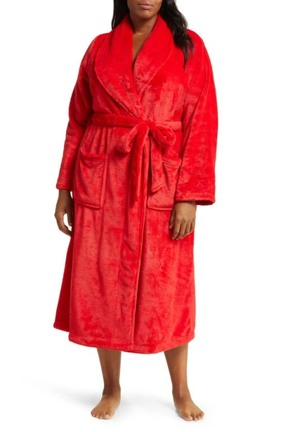 Nordstrom Shawl Collar Plush Robe In Red Barbados