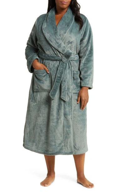 Nordstrom Shawl Collar Plush Dressing Gown In Green Balsam
