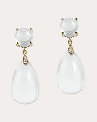 Goshwara Women's Diamond & Moon Quartz Cabochon Drop Earrings In White