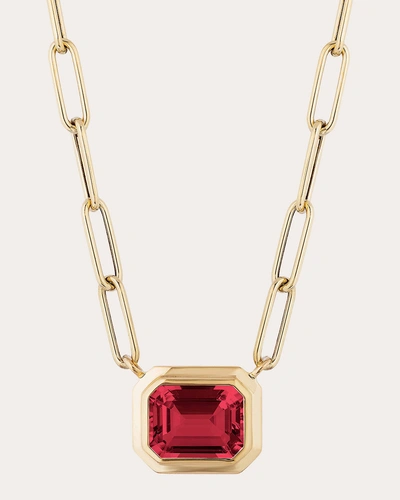 Goshwara Women's Garnet Emerald-cut Bezel Pendant Necklace In Red