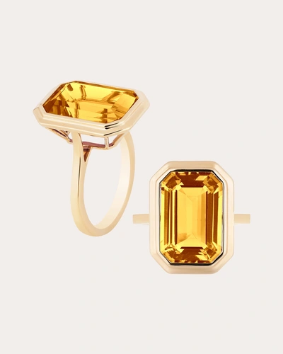 Goshwara Women's Citrine Emerald-cut Bezel Ring In Yellow