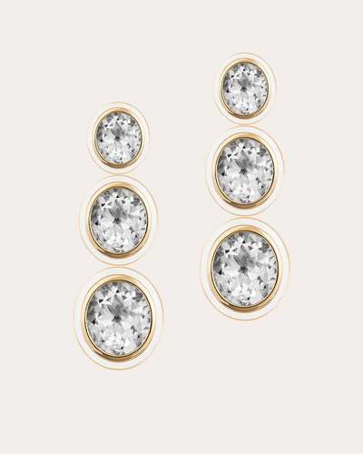 Goshwara Women's Mélange 18k Yellow Gold, Rock Crystal & White Agate Triple Drop Earrings
