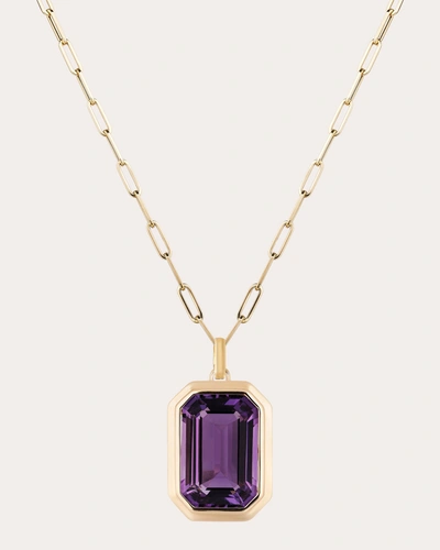 Goshwara Women's Amethyst Emerald-cut Bezel Pendant Necklace In Purple